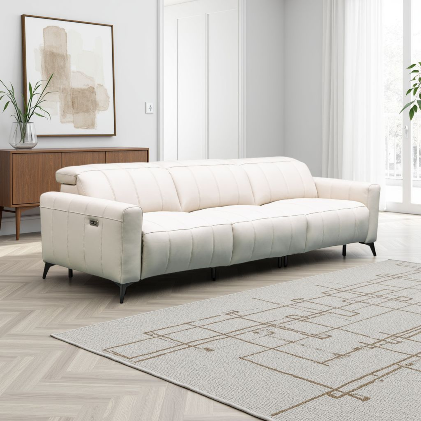 Klaussner Capri Leather Recliner Sofa With Chair