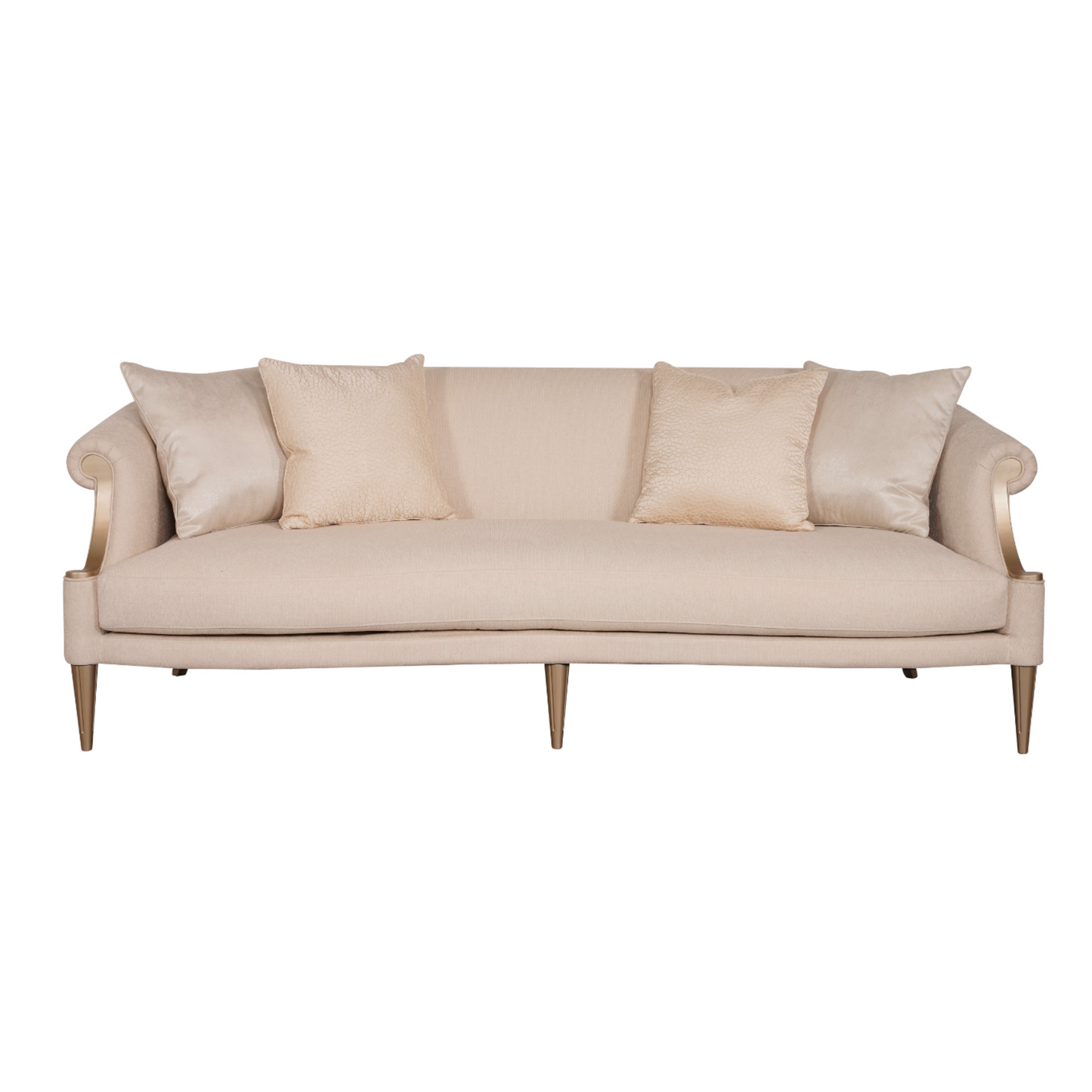 Klaussner Clarkson 3-Seater Sofa in beige fabric with plush cushions and wooden legs, offering a modern yet cozy seating option.