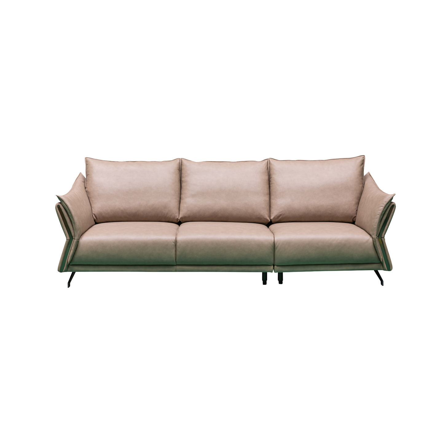 Elegant Klaussner Giada 3-seater sofa in brown leather featuring modern curved armrests, plush cushions, and set in a cozy living room with a soft beige rug.