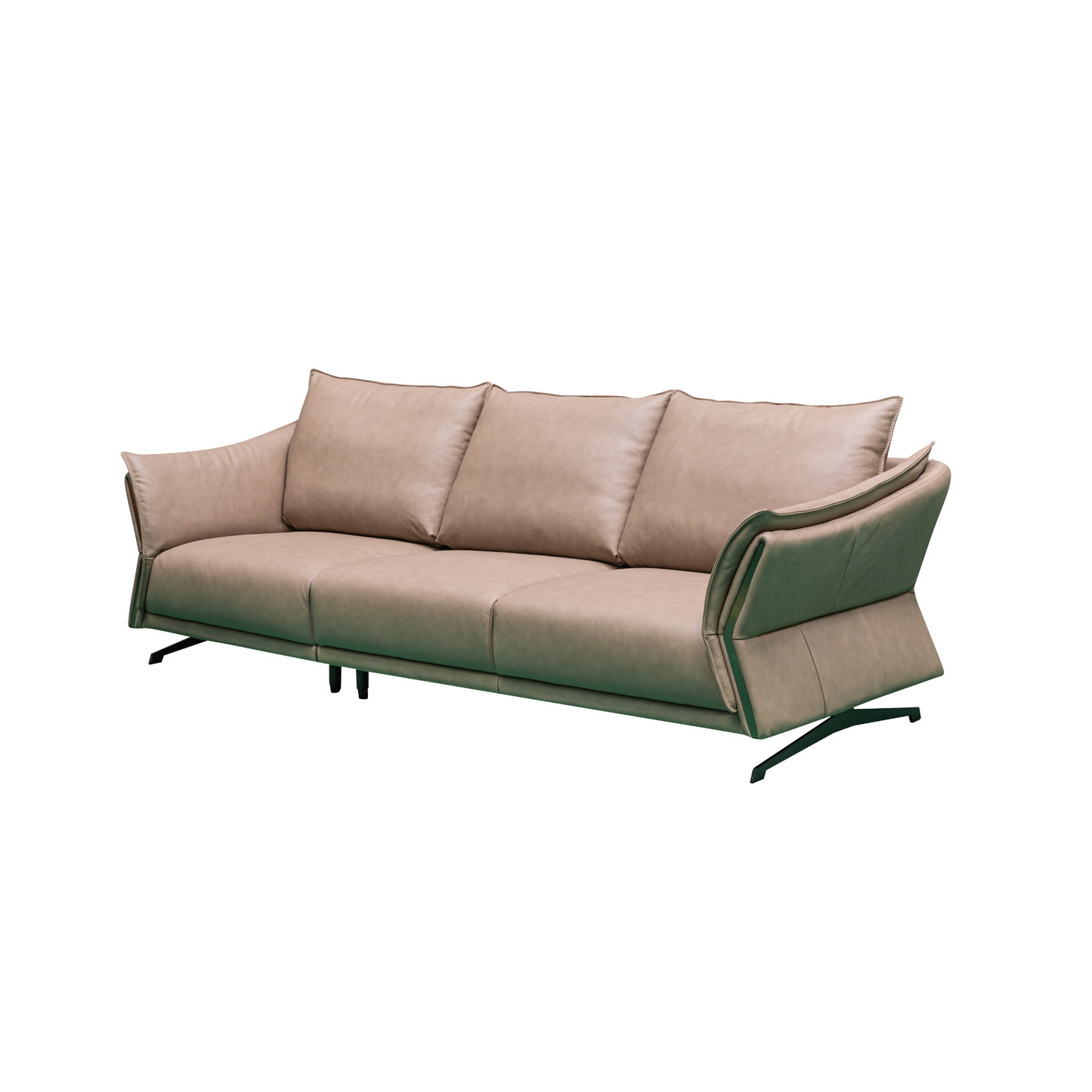 Elegant Klaussner Giada 3-seater sofa in brown leather featuring modern curved armrests, plush cushions, and set in a cozy living room with a soft beige rug.