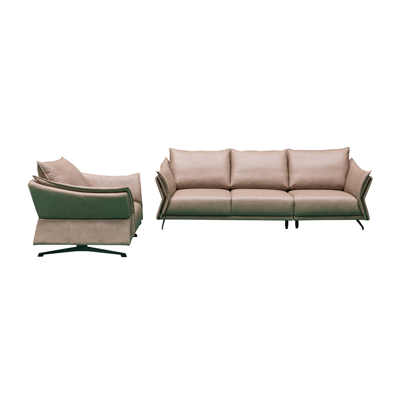 Elegant Klaussner Giada 3-seater sofa in brown leather featuring modern curved armrests, plush cushions, and set in a cozy living room with a soft beige rug.