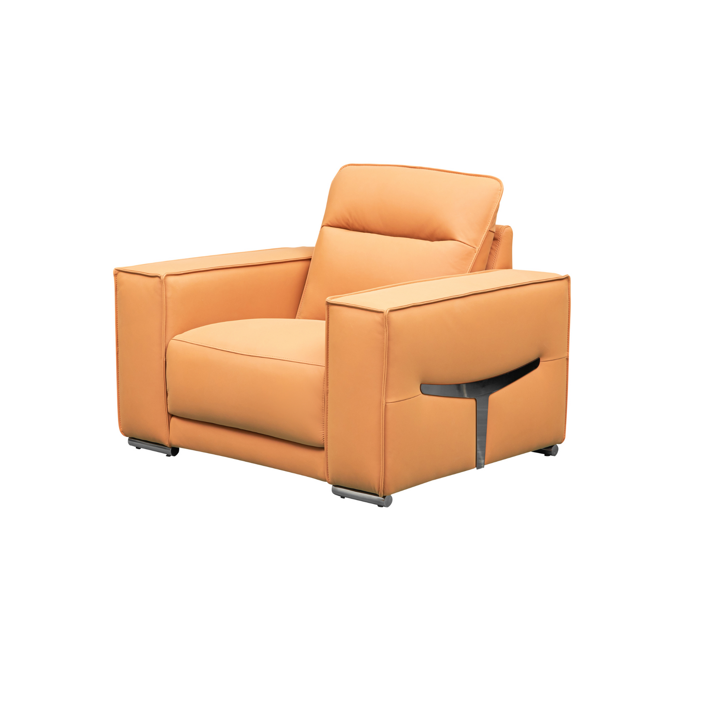 Klaussner Grazia Orange Leather Chair with Track Arms-Comfortfurniture