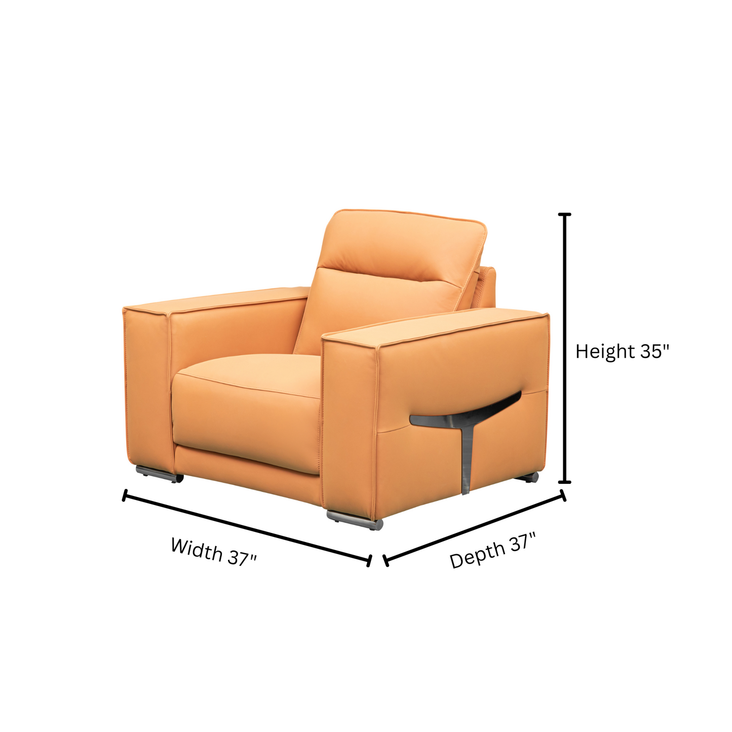 Klaussner Grazia Orange Leather Chair with Track Arms-Comfortfurniture