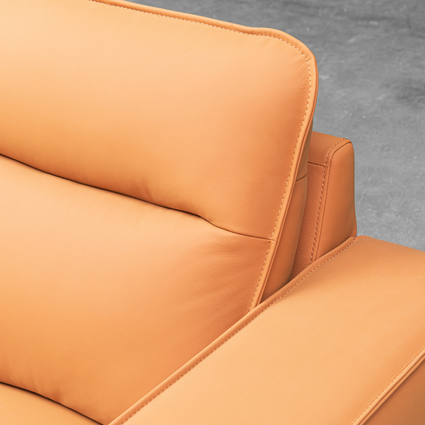 Klaussner Grazia Orange Leather Chair with Track Arms-Comfortfurniture