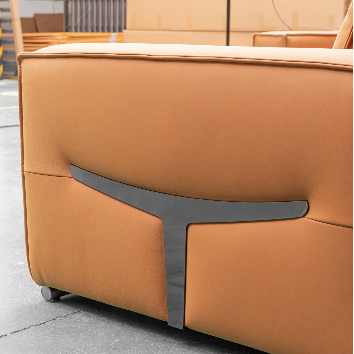 Klaussner Grazia Orange Leather Chair with Track Arms-Comfortfurniture