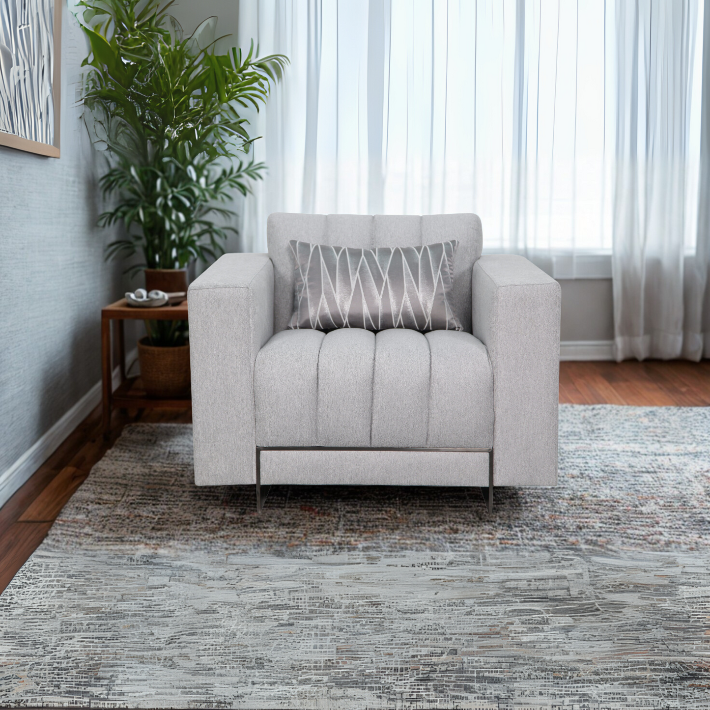 Klaussner Talento Gray Fabric Tufted Chair-Comfort Furniture