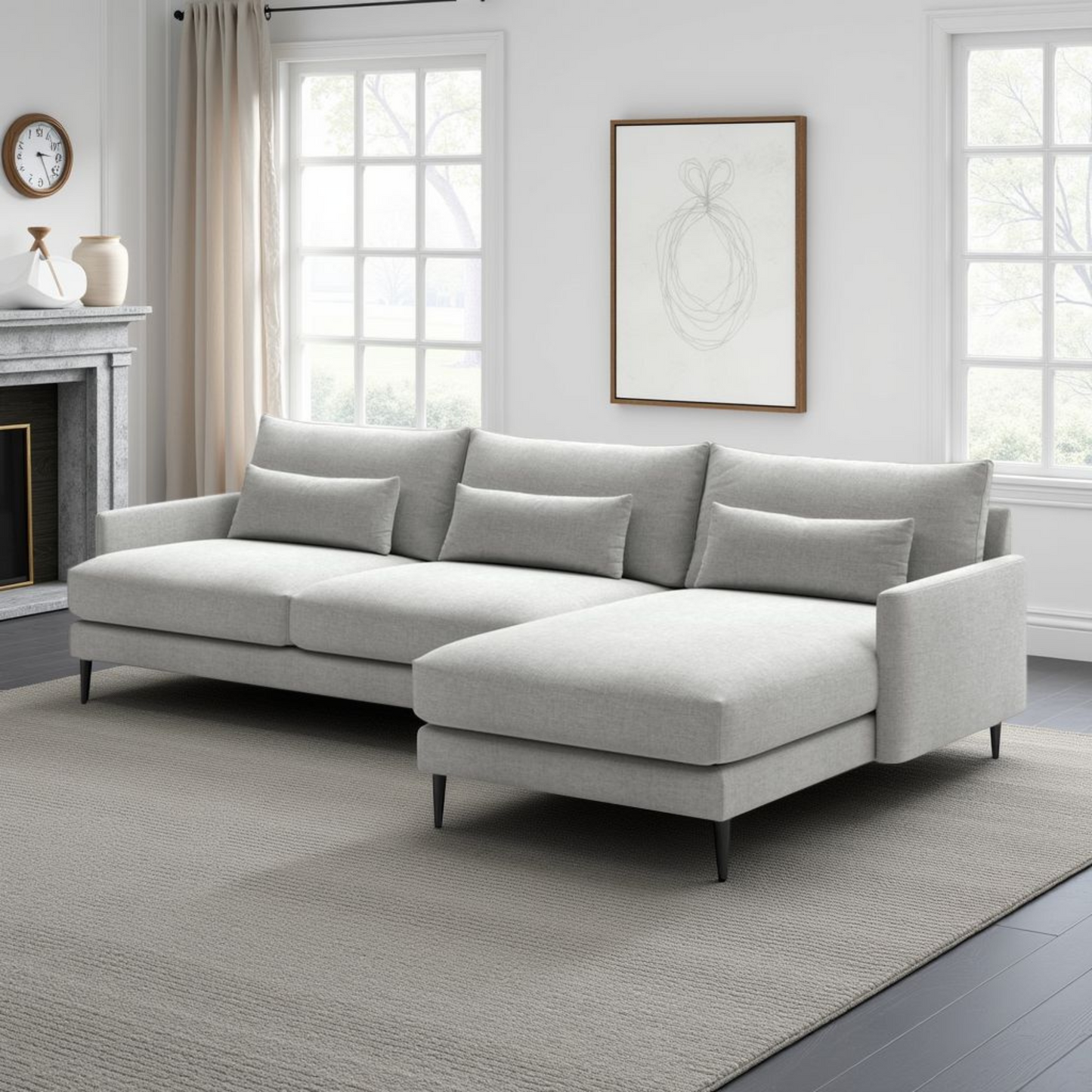 Luonto Liam Fabric Sectional Sofa With Reversible Chaise-ComfortDeisgn