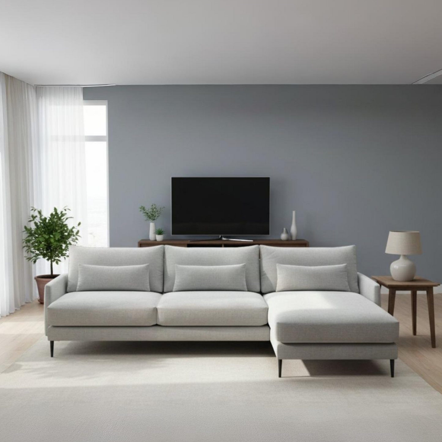 Luonto Liam Fabric Sectional Sofa With Reversible Chaise-ComfortDeisgn
