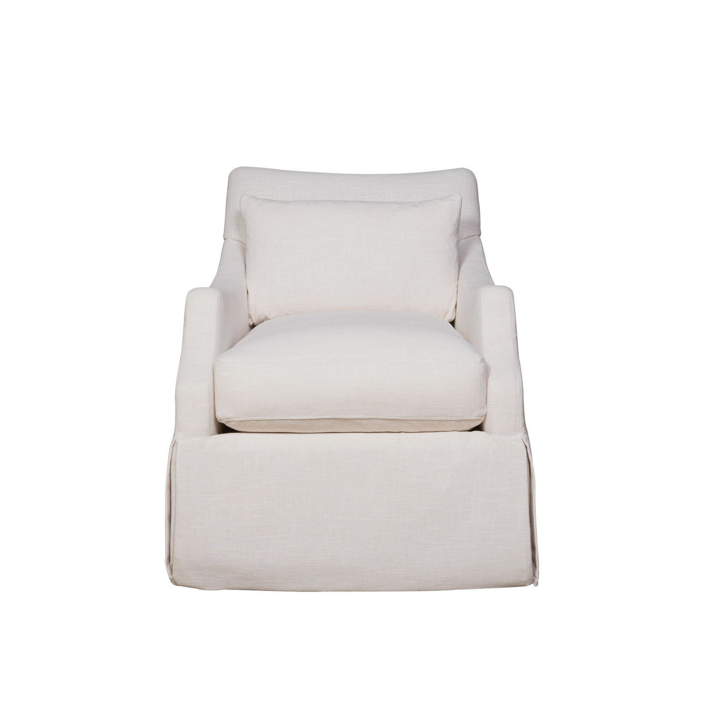 Margaux Accent Chair in cream fabric with plush cushions and skirted base – modern comfort furniture.