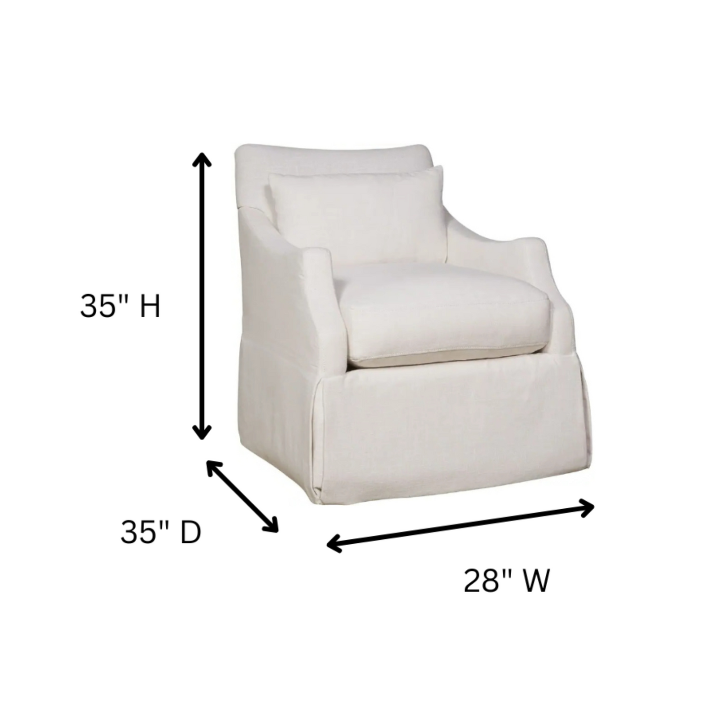 Margaux Accent Chair in cream fabric with plush cushions and skirted base – modern comfort furniture