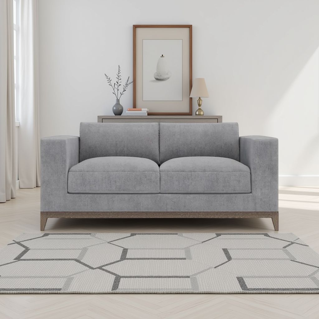 Bernhardt Noel Gray Fabric 2-Seater Loveseat with 2 Throw Pillows