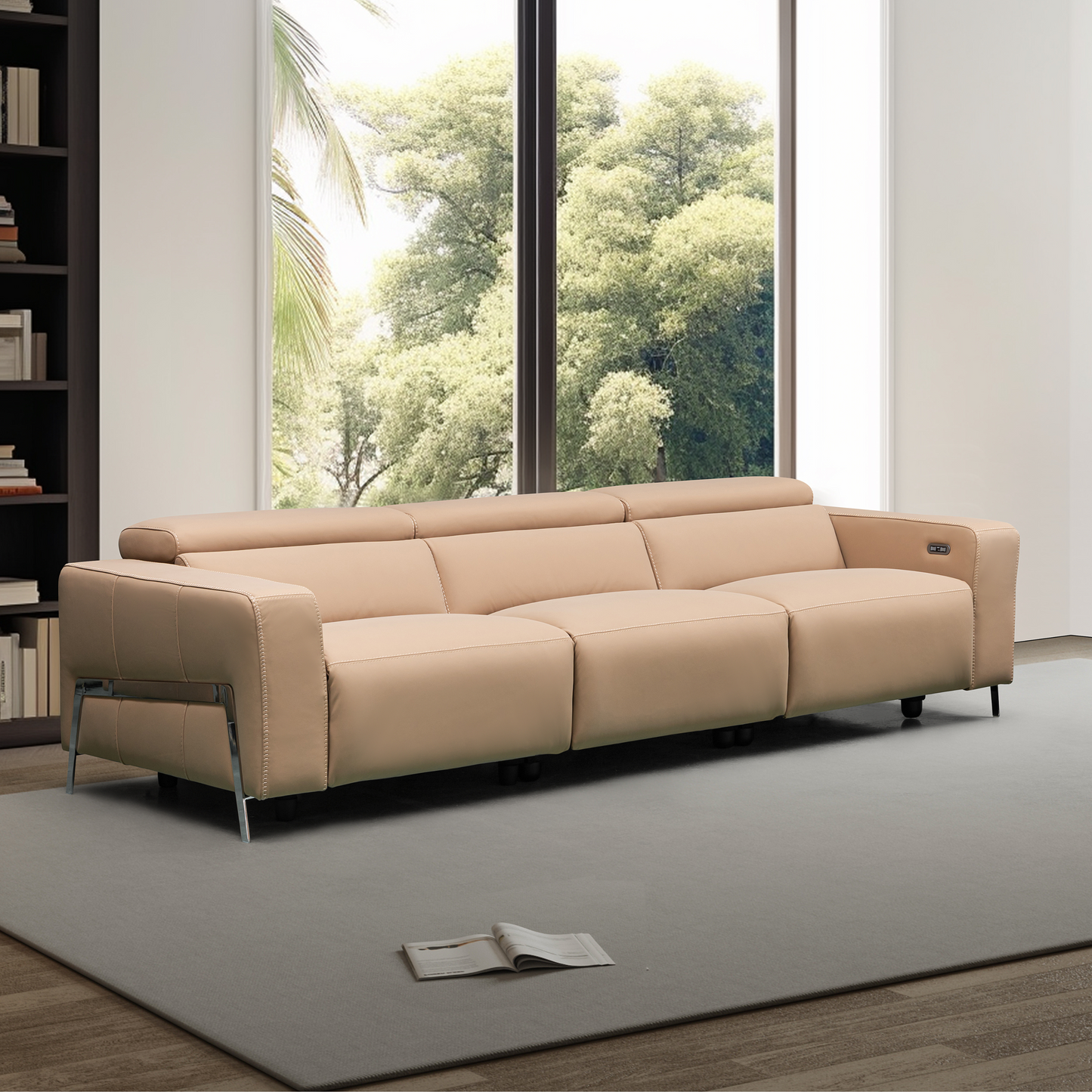 Prestigio 3-Seater Leather Power USB Reclining Sofa in Italian Design