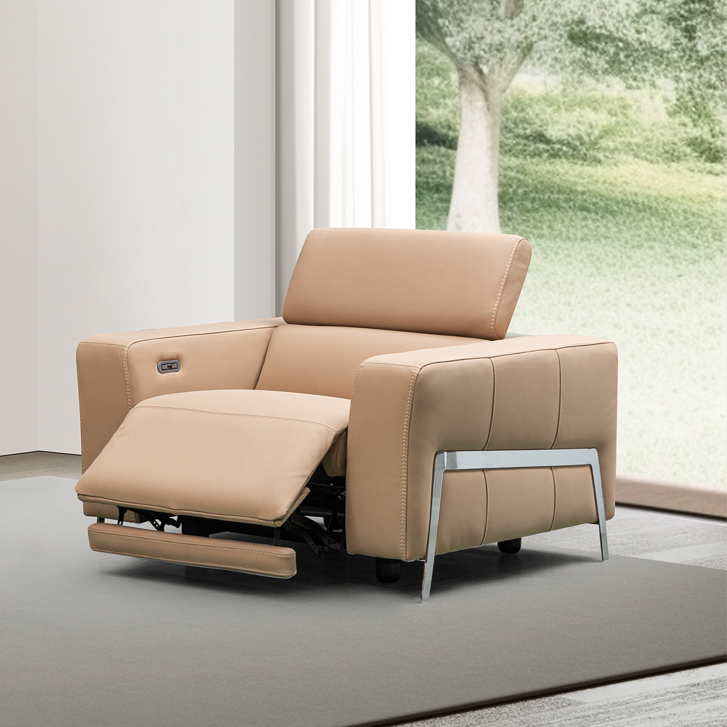 Prestigio 3-Seater Leather Power USB Reclining Sofa in Italian Design