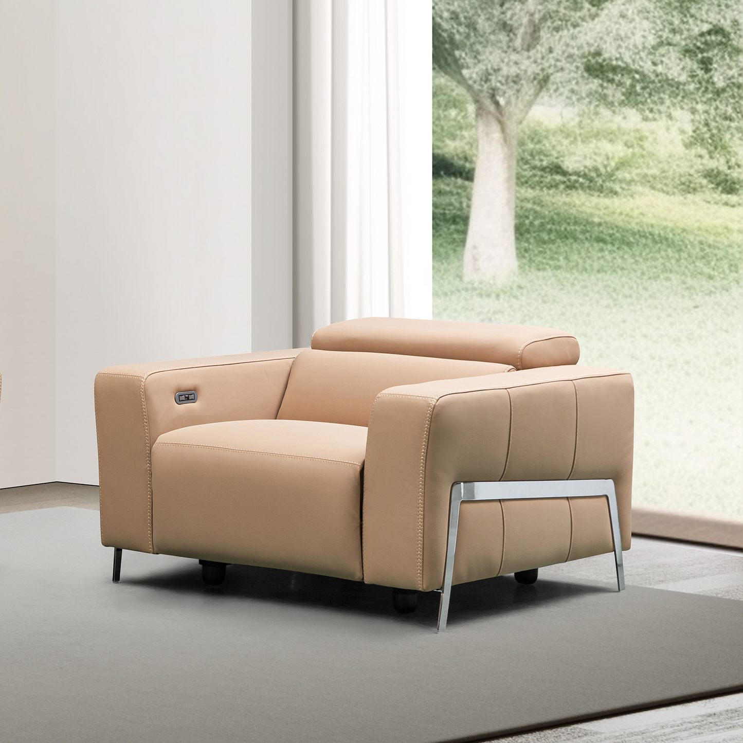 Prestigio 3-Seater Leather Power USB Reclining Sofa in Italian Design