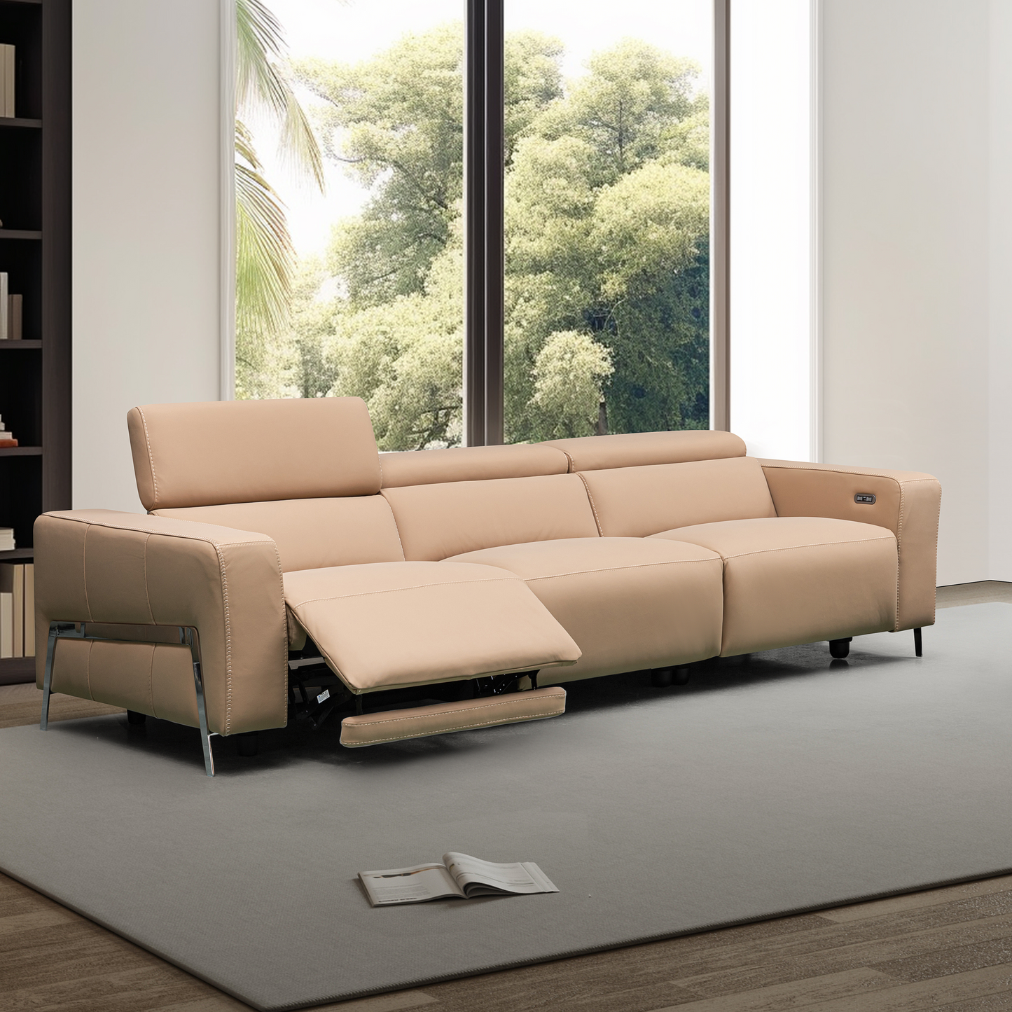 Prestigio 3-Seater Leather Power USB Reclining Sofa in Italian Design