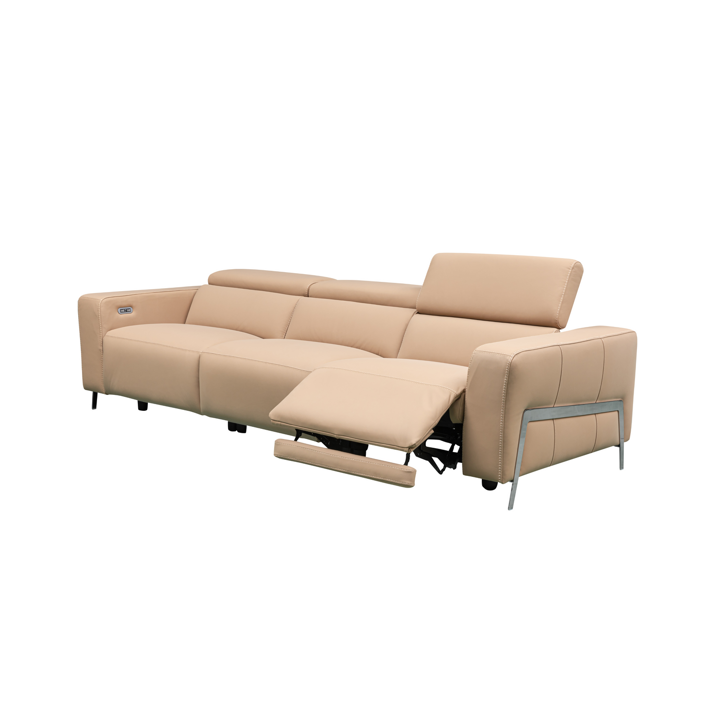 Prestigio 3-Seater Leather Power USB Reclining Sofa in Italian Design