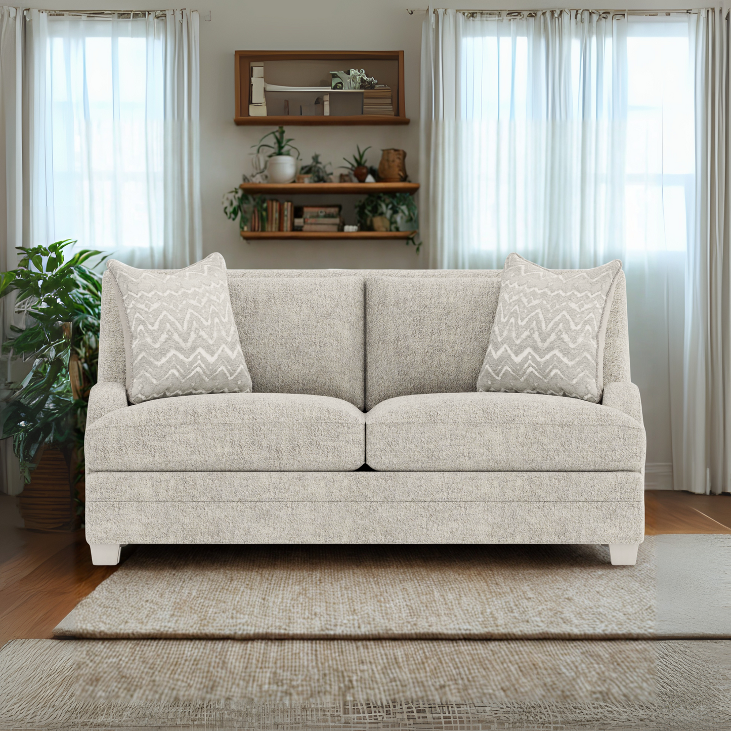 Bernhardt Rollins Fabric Loveseat with 2 Accent Pillows