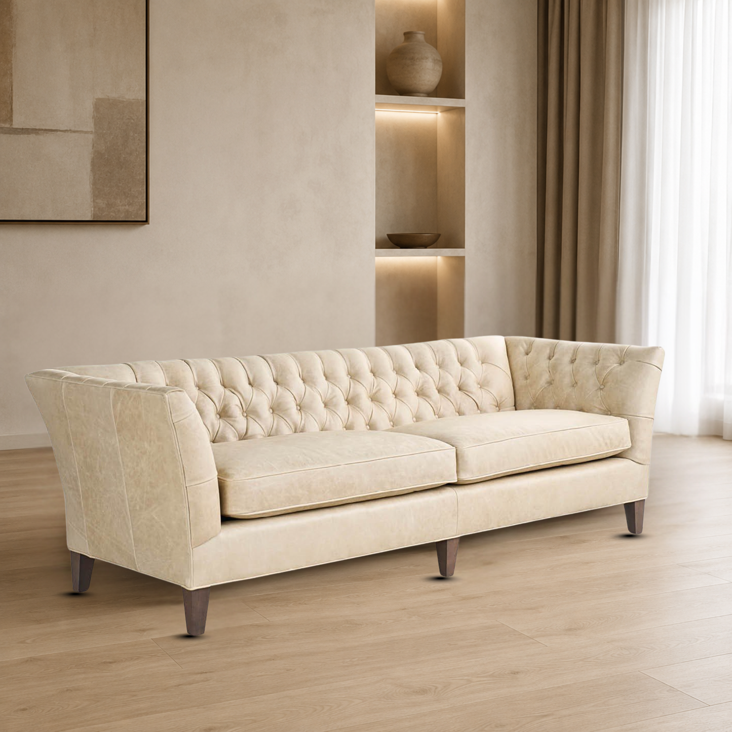 Universal Duncan 2 Seater Leather Tufted Sofa-Comfort Design Furniture