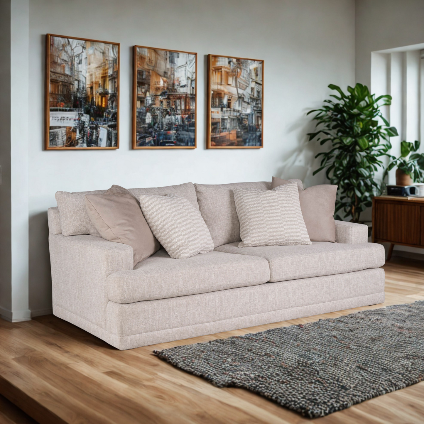 Universal Furniture Hadlee Sofa Tweed Sisal Fabric Modern Comfort