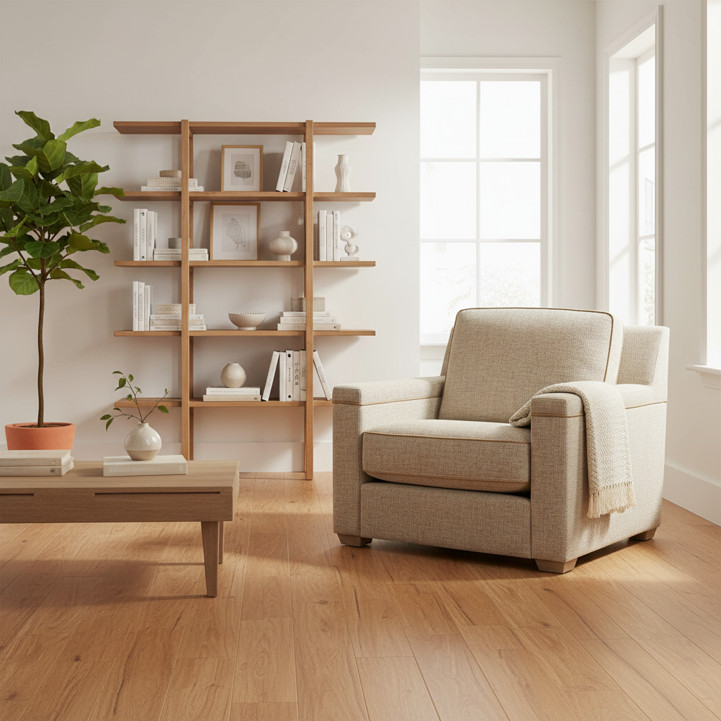 Universal Liam Fabric Brown Sofa Chair with Cushioned Back