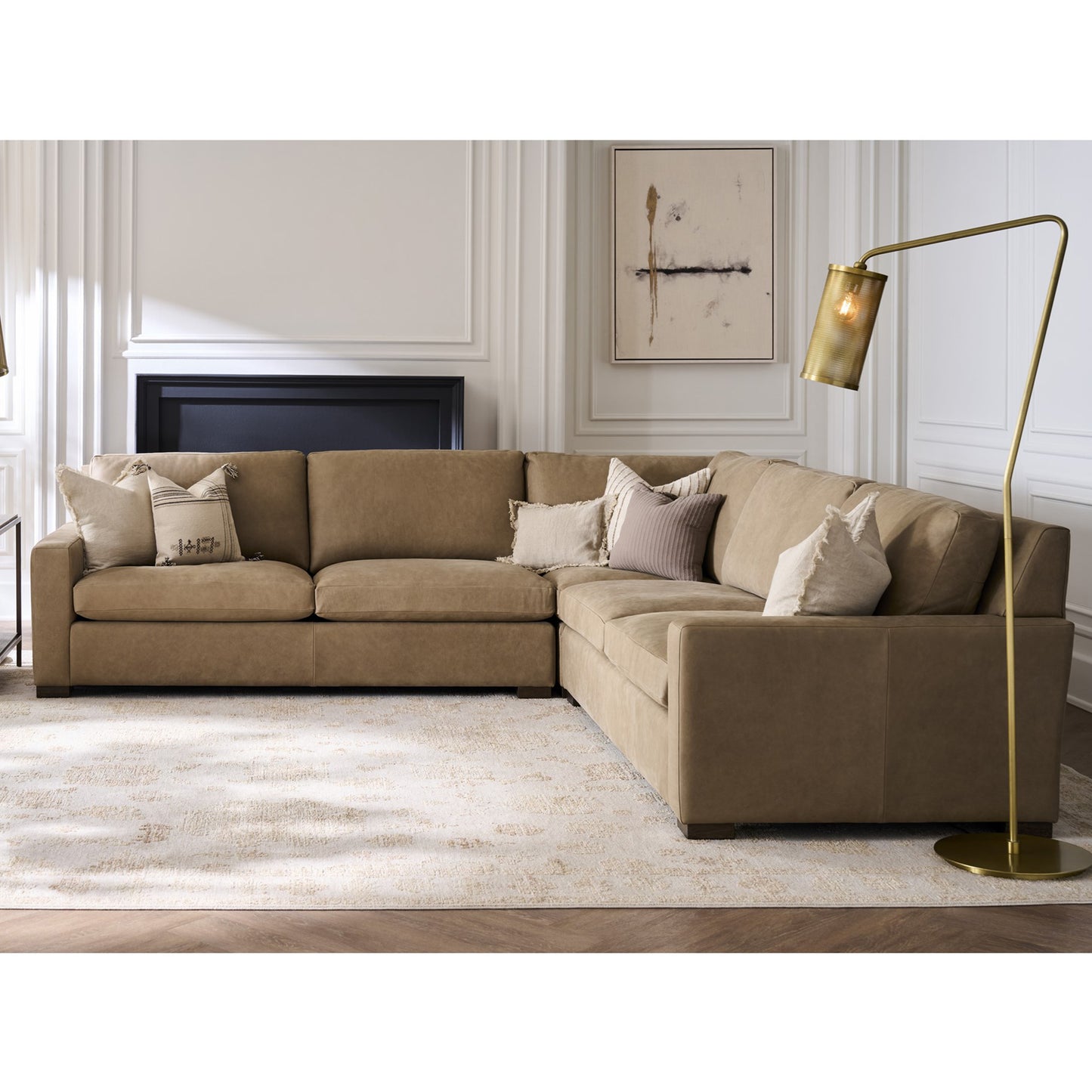 Universal Fletcher Sectional Sofa with Plush Pillows