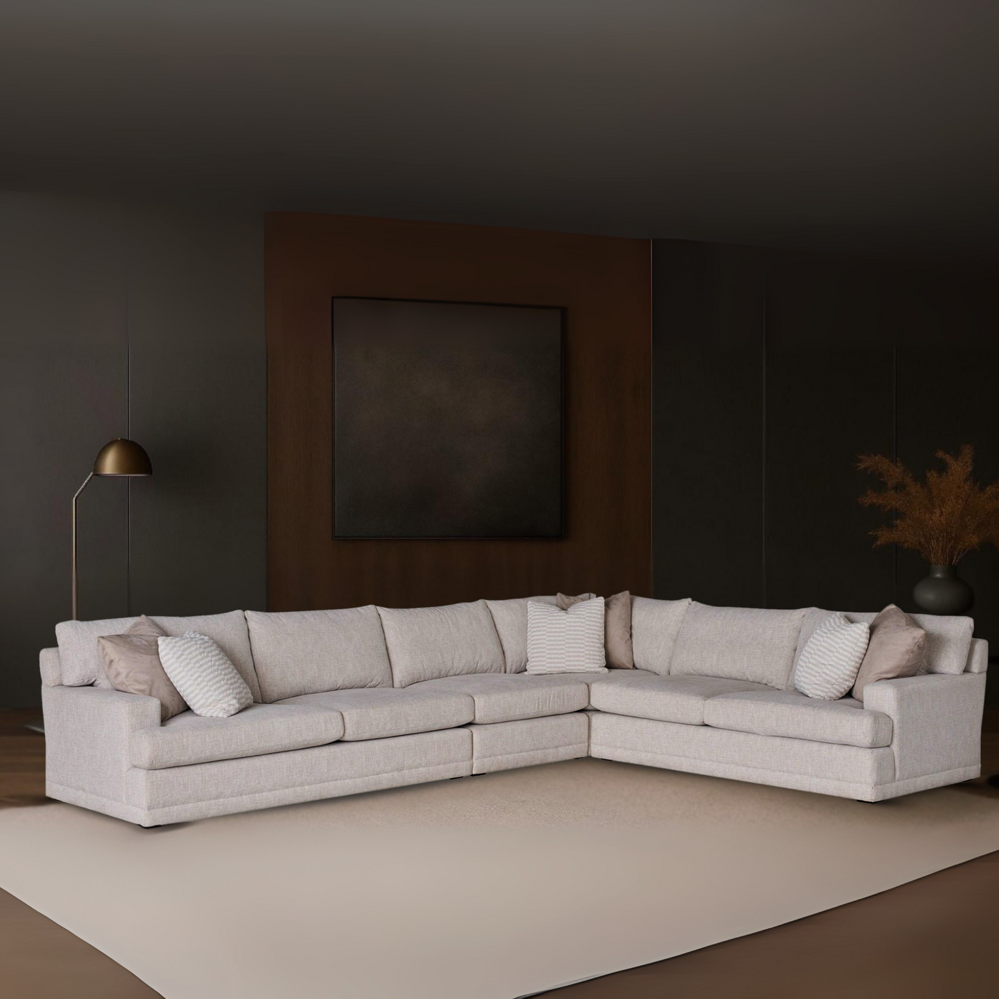 Universal Modular Hadlee Loveseat Sectional Sofa in Beige