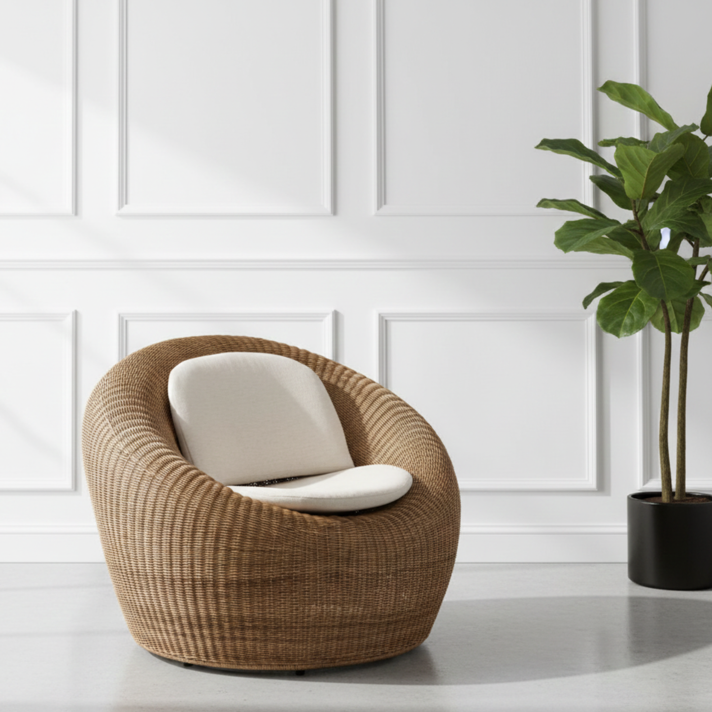 Universal Oasis Coastal Living Sea Pod Fabric Wicker Swivel Chair