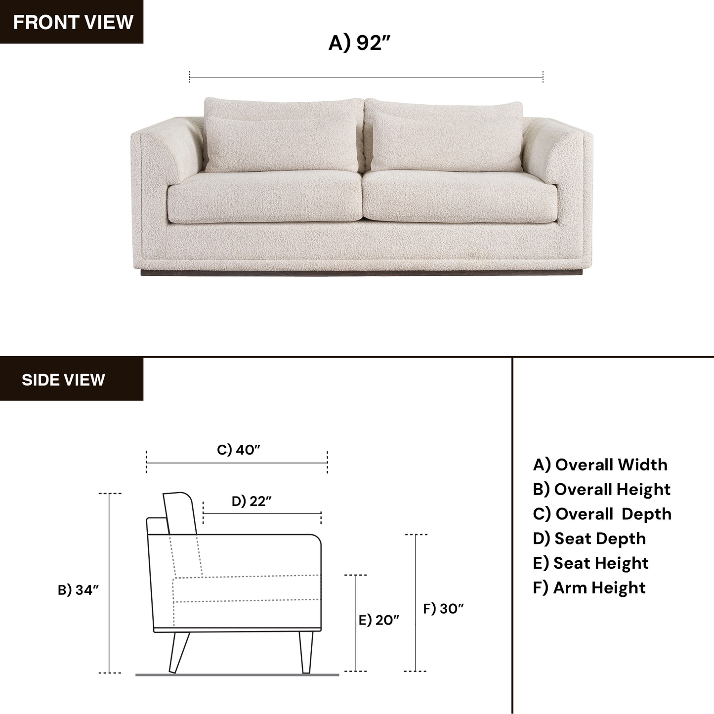 Universal Theo 3-Seater Fabric Sofa in Sheldon Ivory