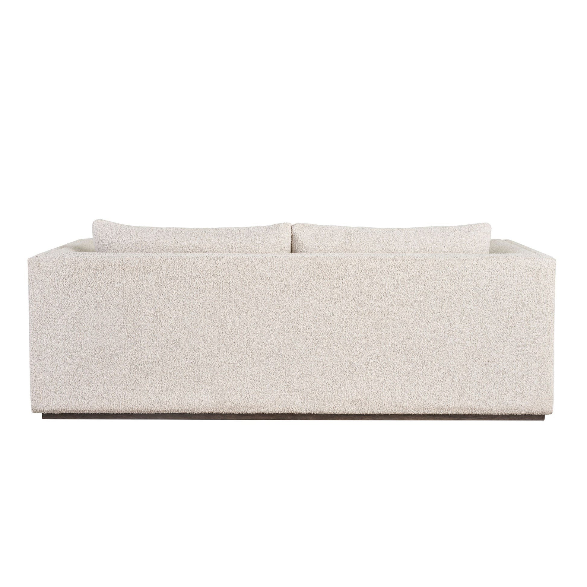 Universal Theo sofa back view showing integrated slot arms and minimalist backrest design for comfort design furniture