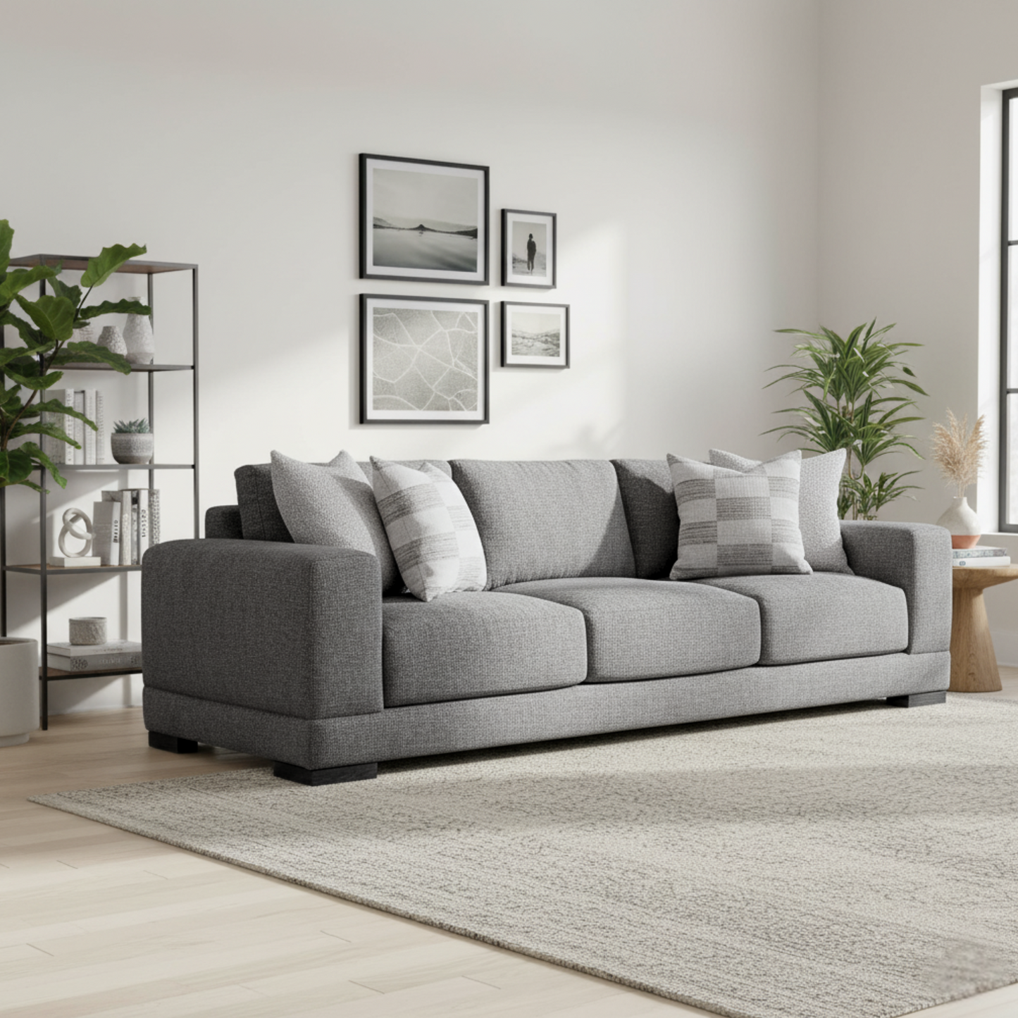 Bernhardt Living Lars Fabric Gray 3-Seater Sofa