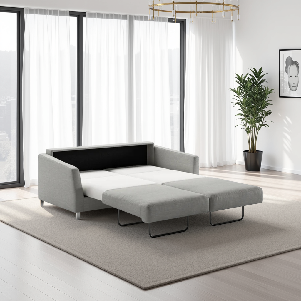 Luonto Monika Fabric Queen Sleeper Sofa With Wood or Chrome Legs