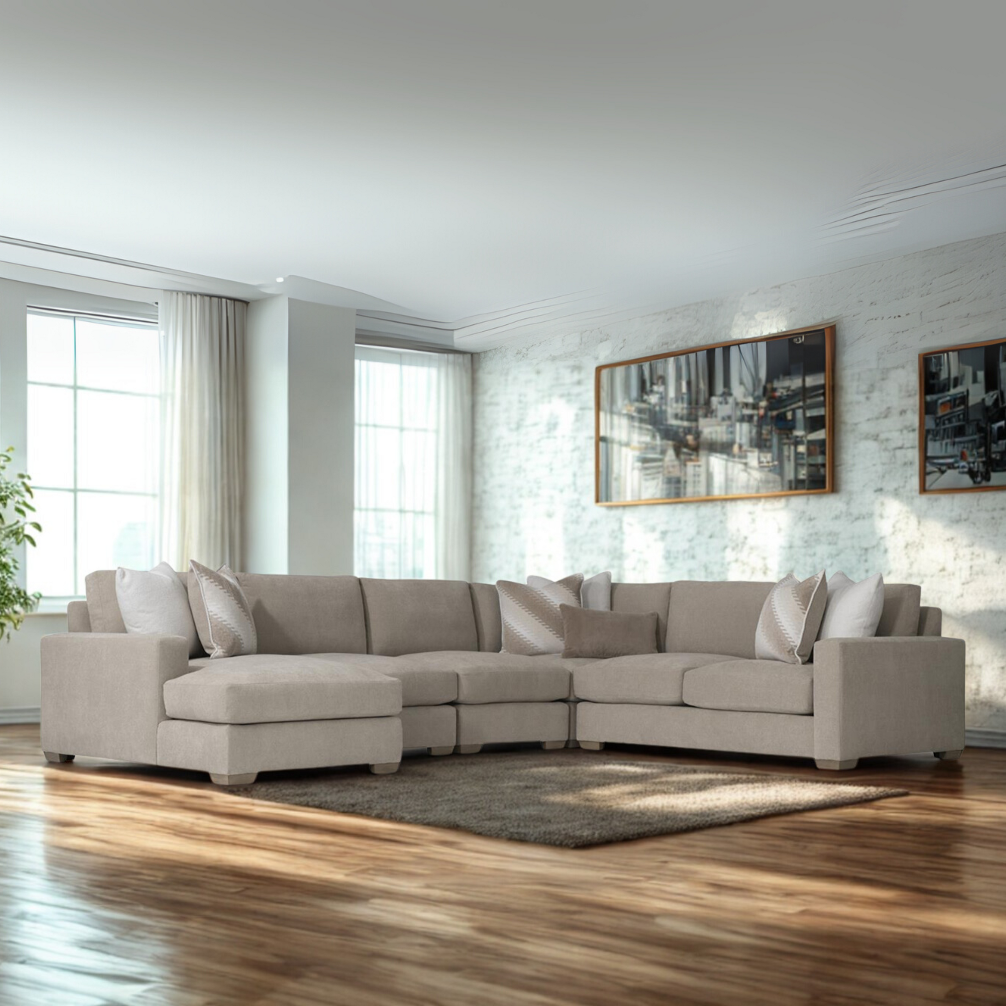 Bernhardt Dawkins 5 Pieces Sectional Sofa With Chaise-Comfort Furniture 