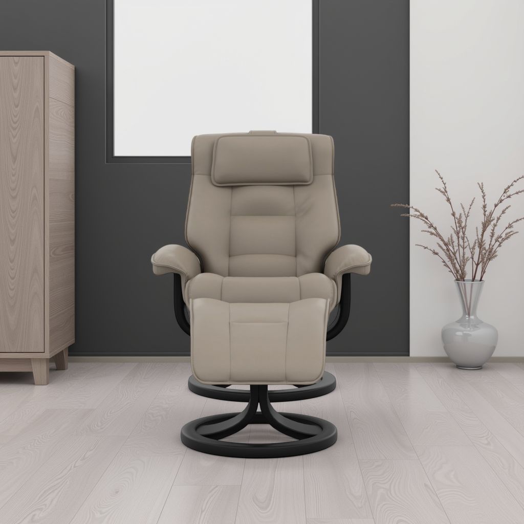 Fjords Mustang R Leather Recliner Chair With Foot Stool