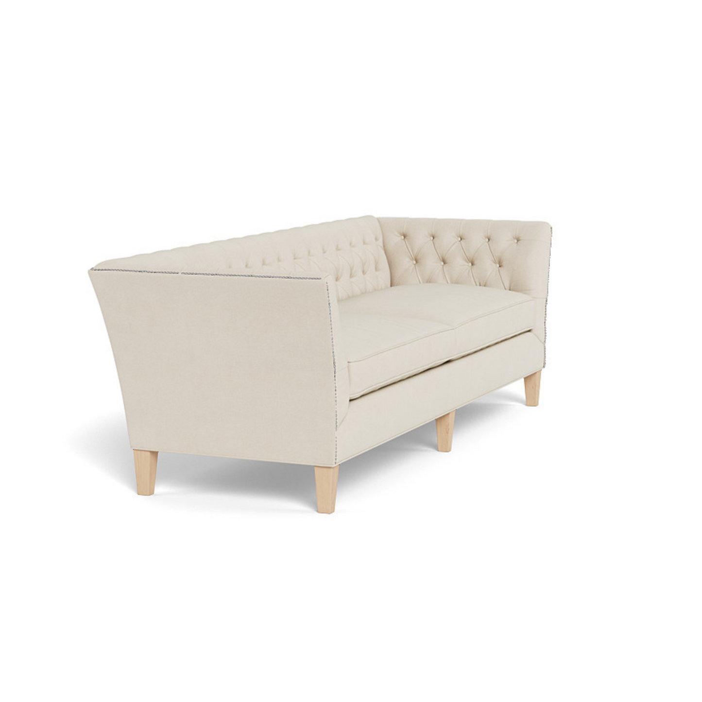 Side View of Beige color Duncan Tufted Sofa