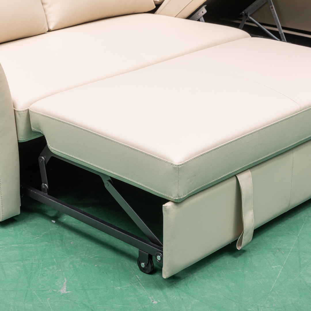 Merax L-Shape Full Sleeper Sectional Sofa with Storage Reversible Chaise in Ivory