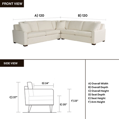 Universal Anna Fabric L Shaped Sectional Sofa