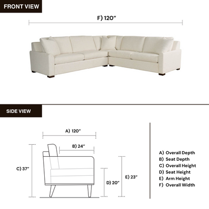 Universal Anna 3 Piece Sectional Sofa in Soft Cream Textured Fabric Seating