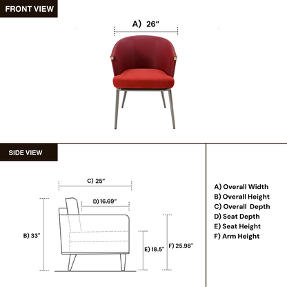 Klaussner Autentico Luxe Red Leather Dining Chair