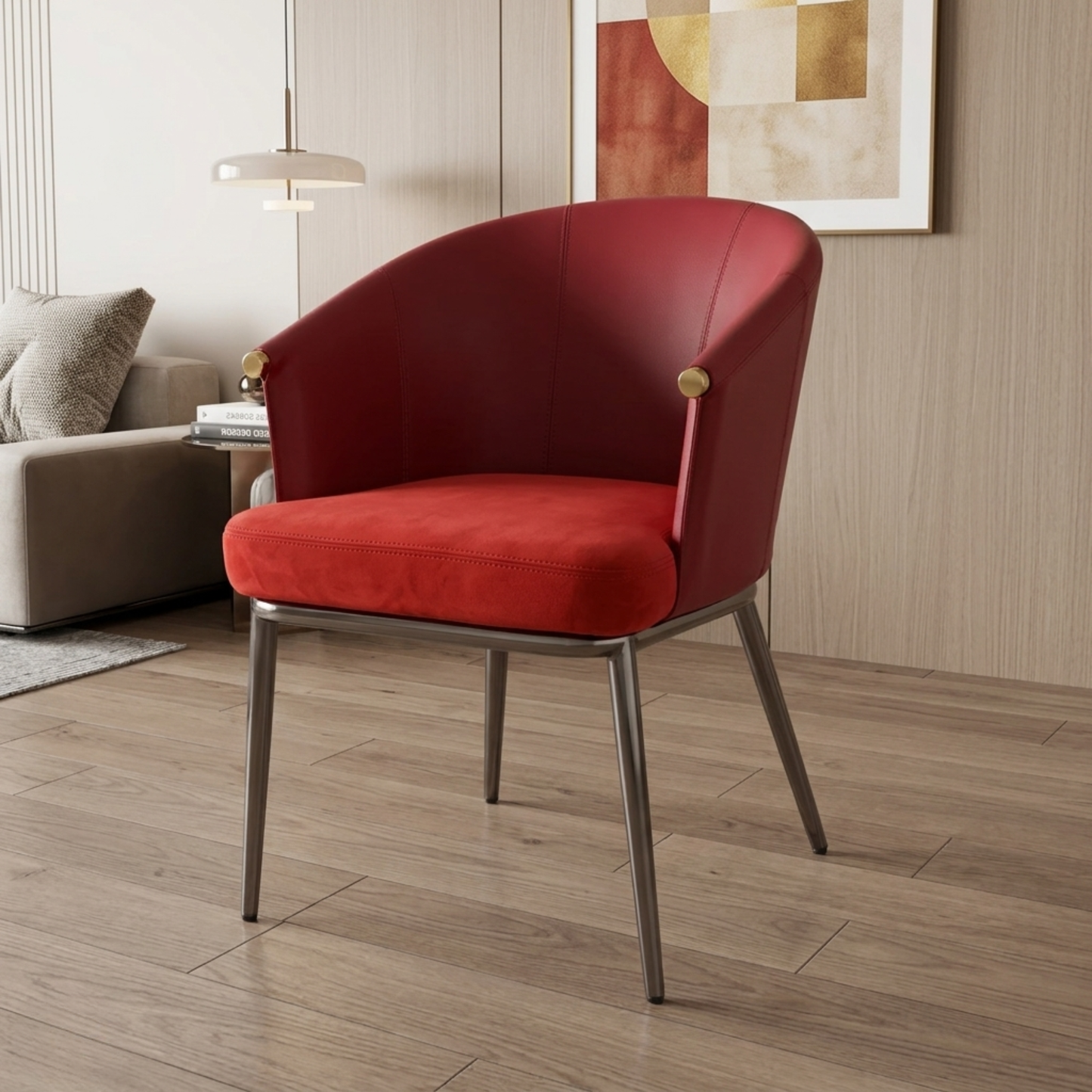 Klaussner Autentico Luxe Red Leather Dining Chair