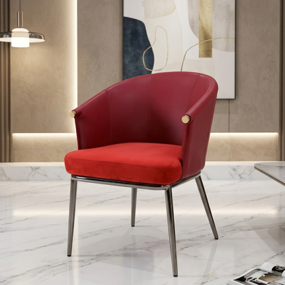Klaussner Autentico Luxe Red Leather Dining Chair