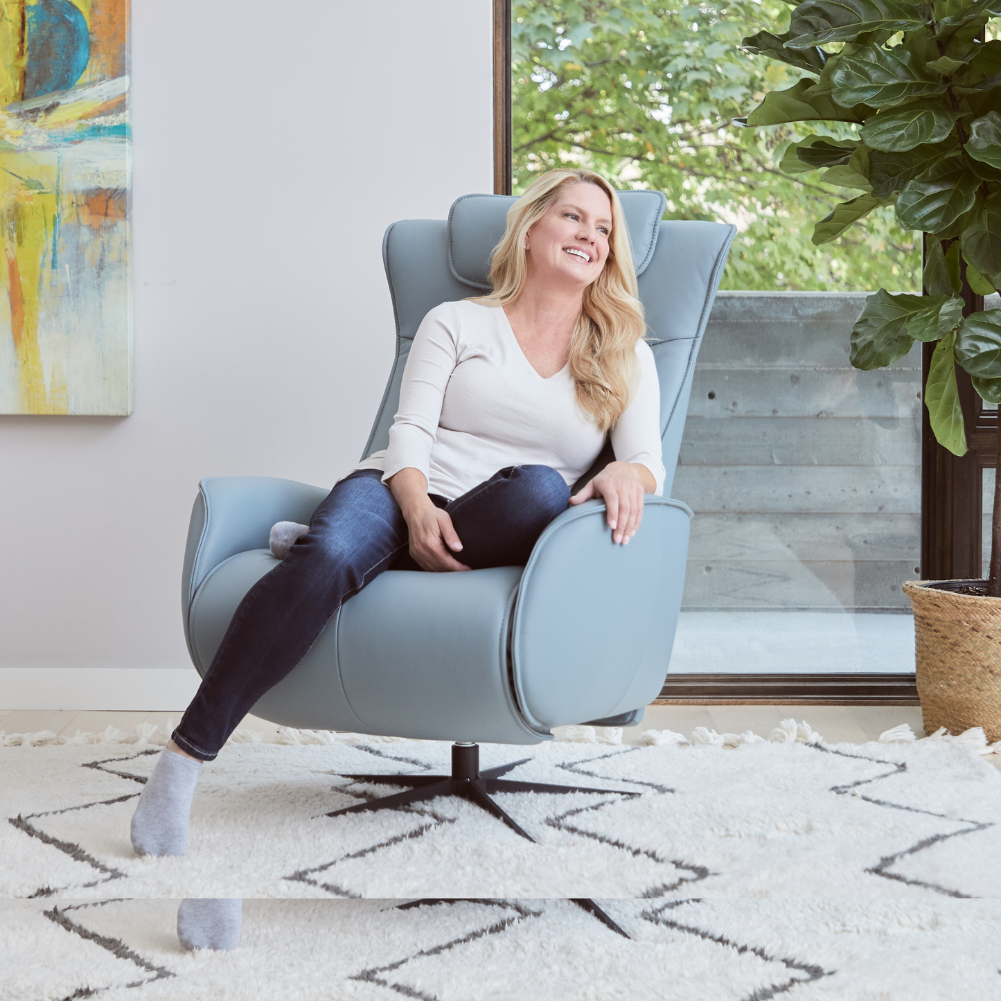 Fjords Axel Leather Power Recliner Chair with Swivel Glider Base