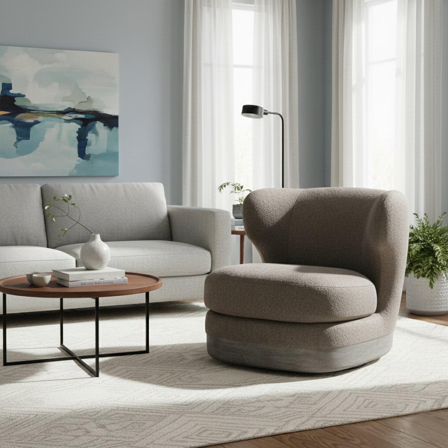 Bernhardt Beck Fabric Swivel Chair