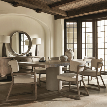 Bernhardt Casa Paros Chair with Geometric Wood Frame & Curved Back
