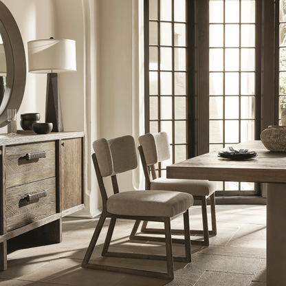 Bernhardt Casa Paros Chair with Geometric Wood Frame & Curved Back