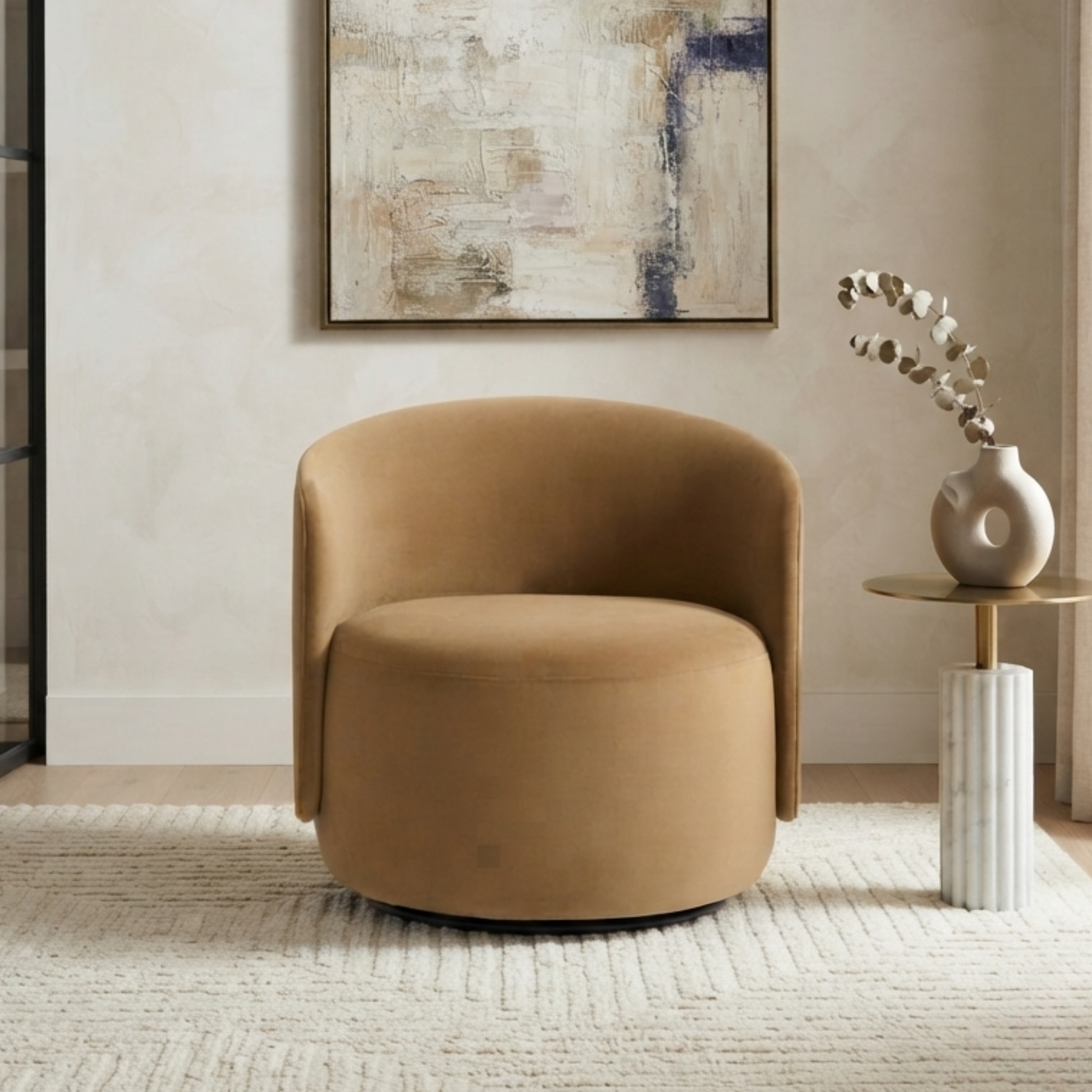 Bernhardt Crosby Upholstered Fabric Swivel Chair-Comfort Design Furniture