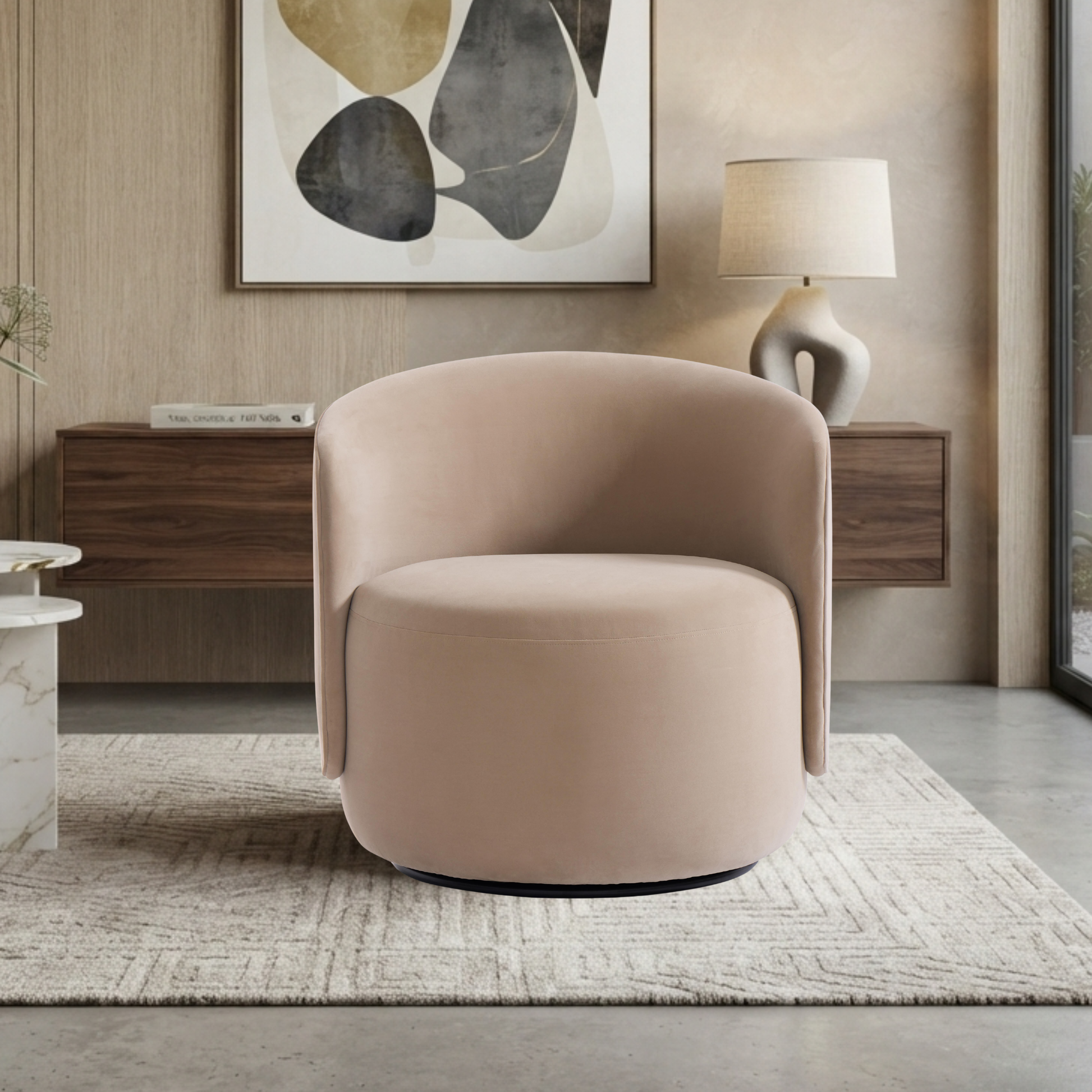 Bernhardt Crosby Upholstered Fabric Swivel Chair-Comfort Design Furniture