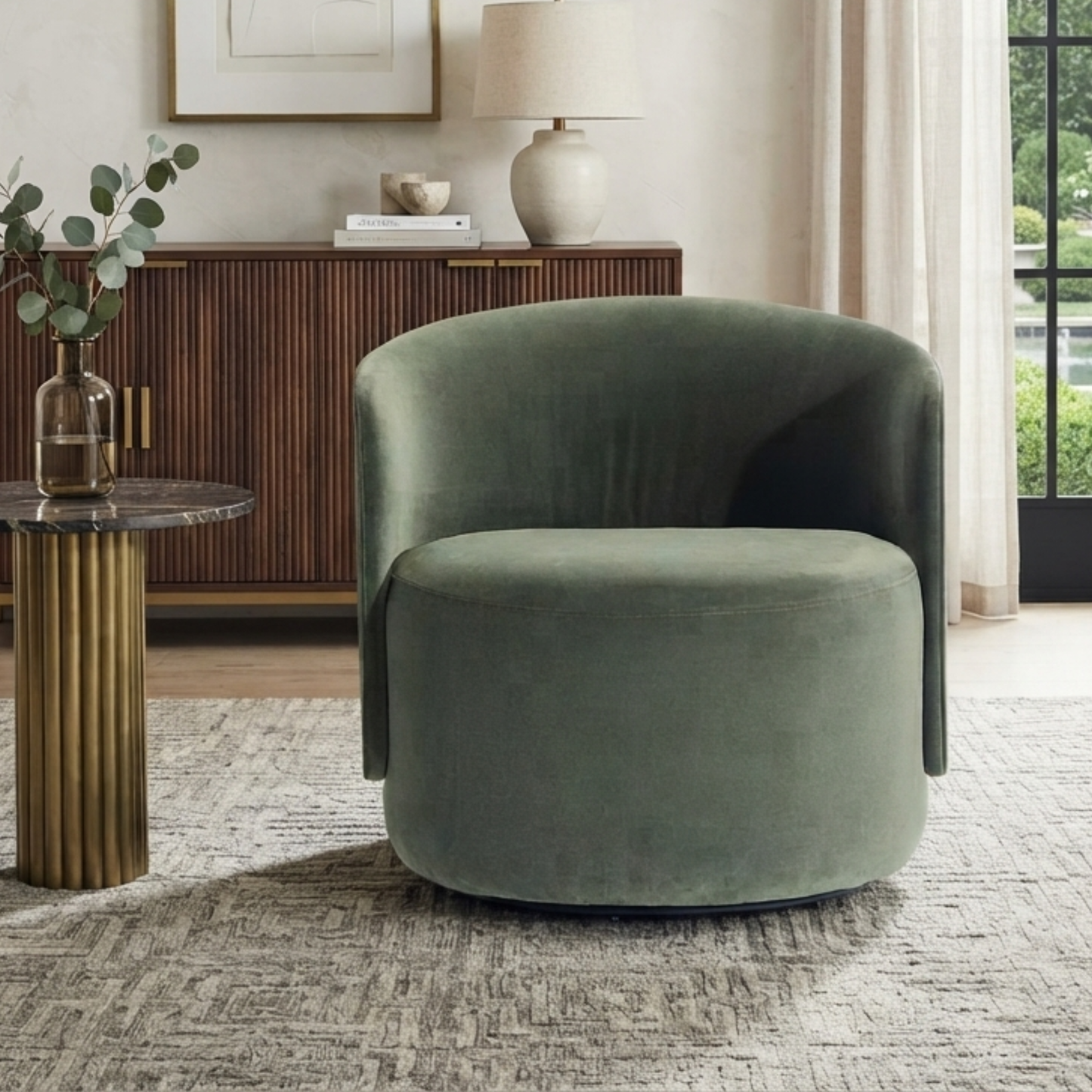 Bernhardt Crosby Upholstered Fabric Swivel Chair-Comfort Design Furniture