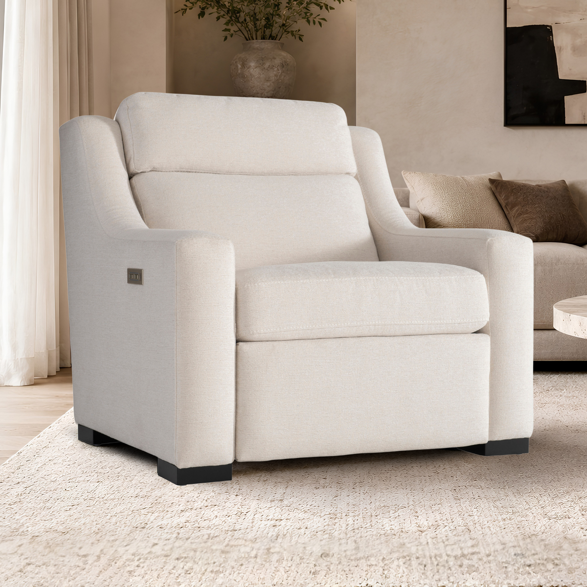 Bernhardt Germain Fabric Power Motion Chair with USB Charging-Comfort Design