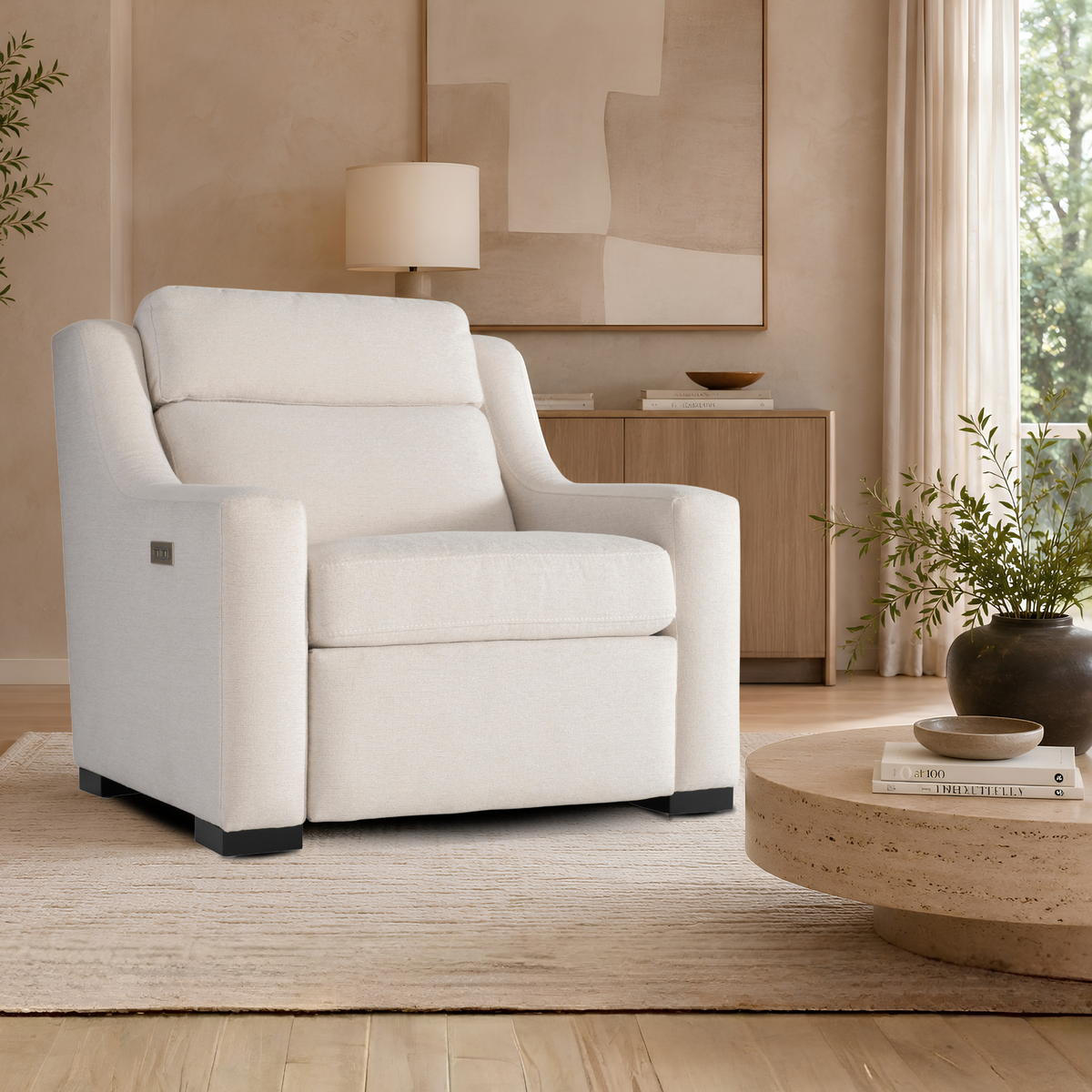 Bernhardt Germain Fabric Power Motion Chair with USB Charging-Comfort Design