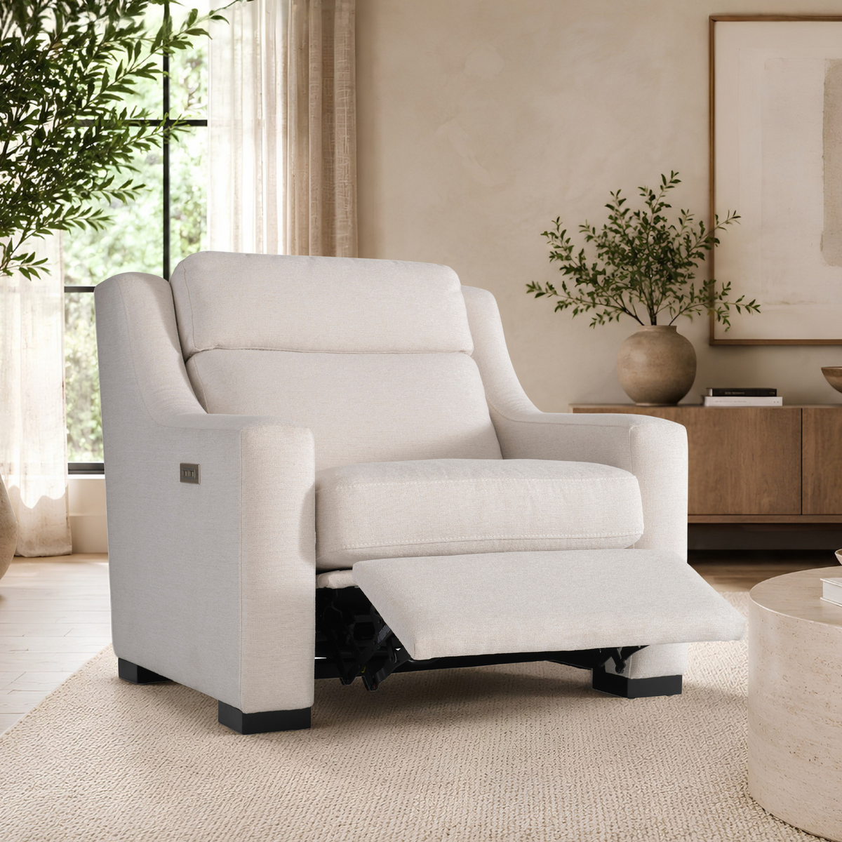 Bernhardt Germain Fabric Power Motion Chair with USB Charging-Comfort Design